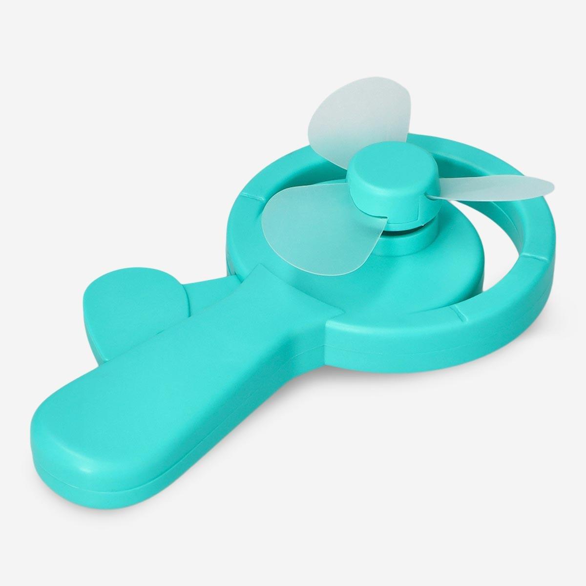 Turquoise hand-held fan