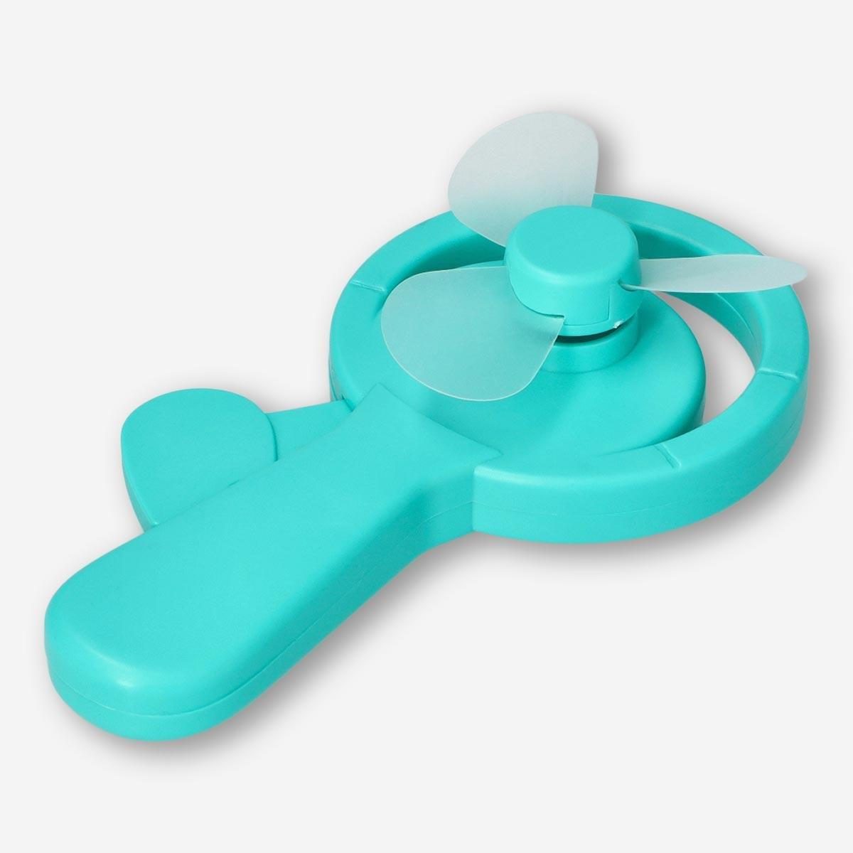 Turquoise hand-held fan