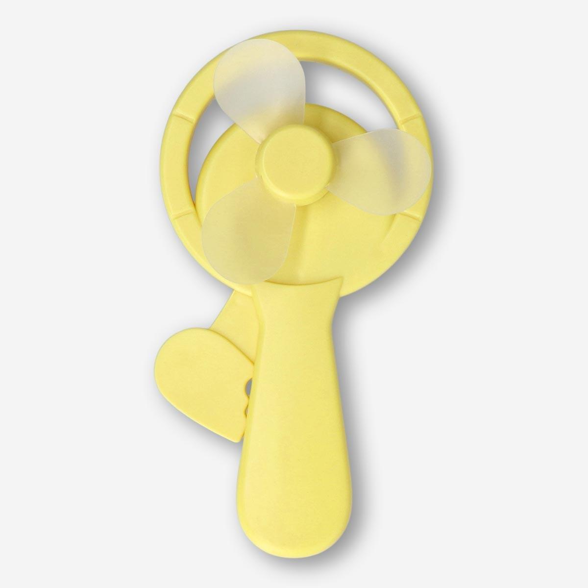Yellow hand-held fan