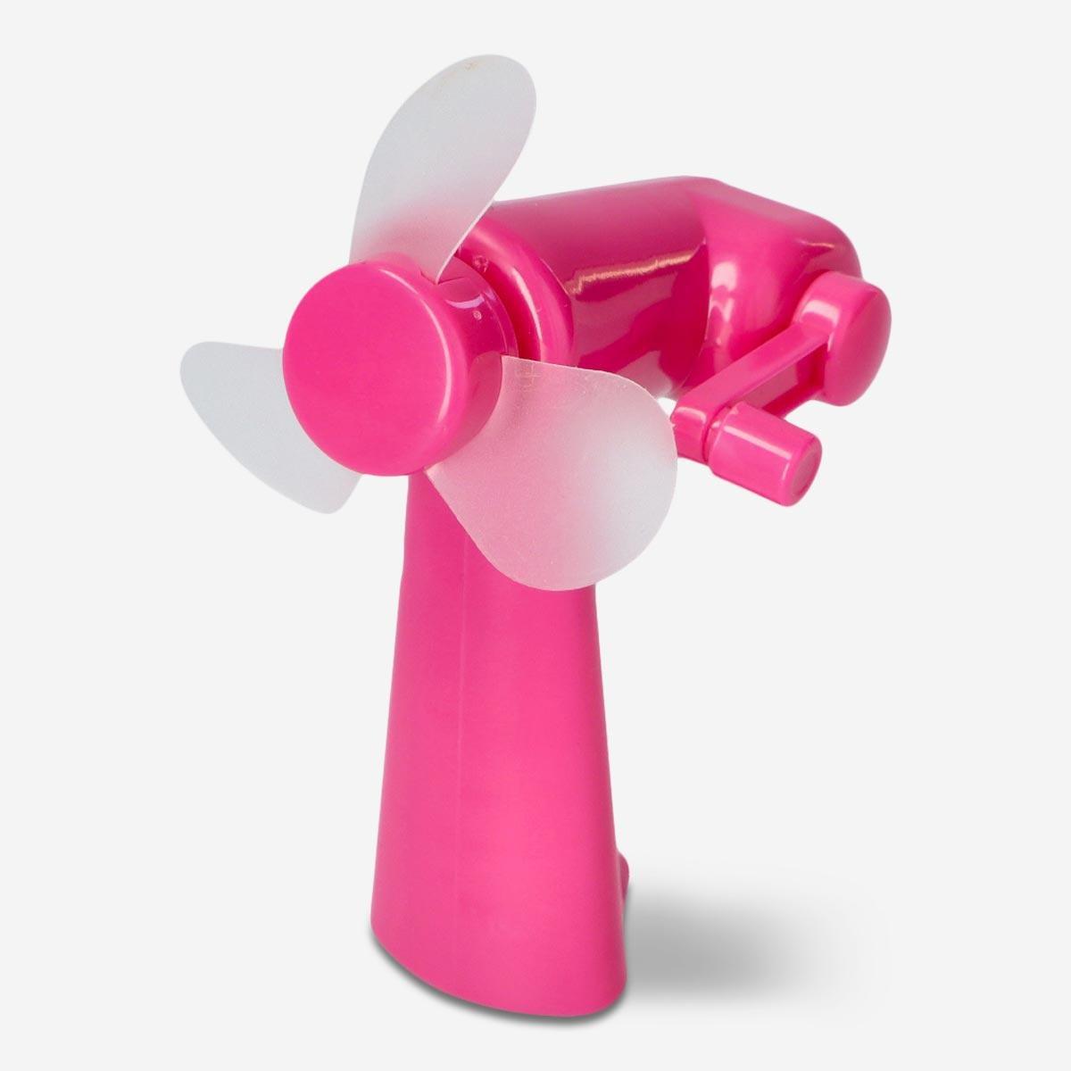 Pink fan with crank handle