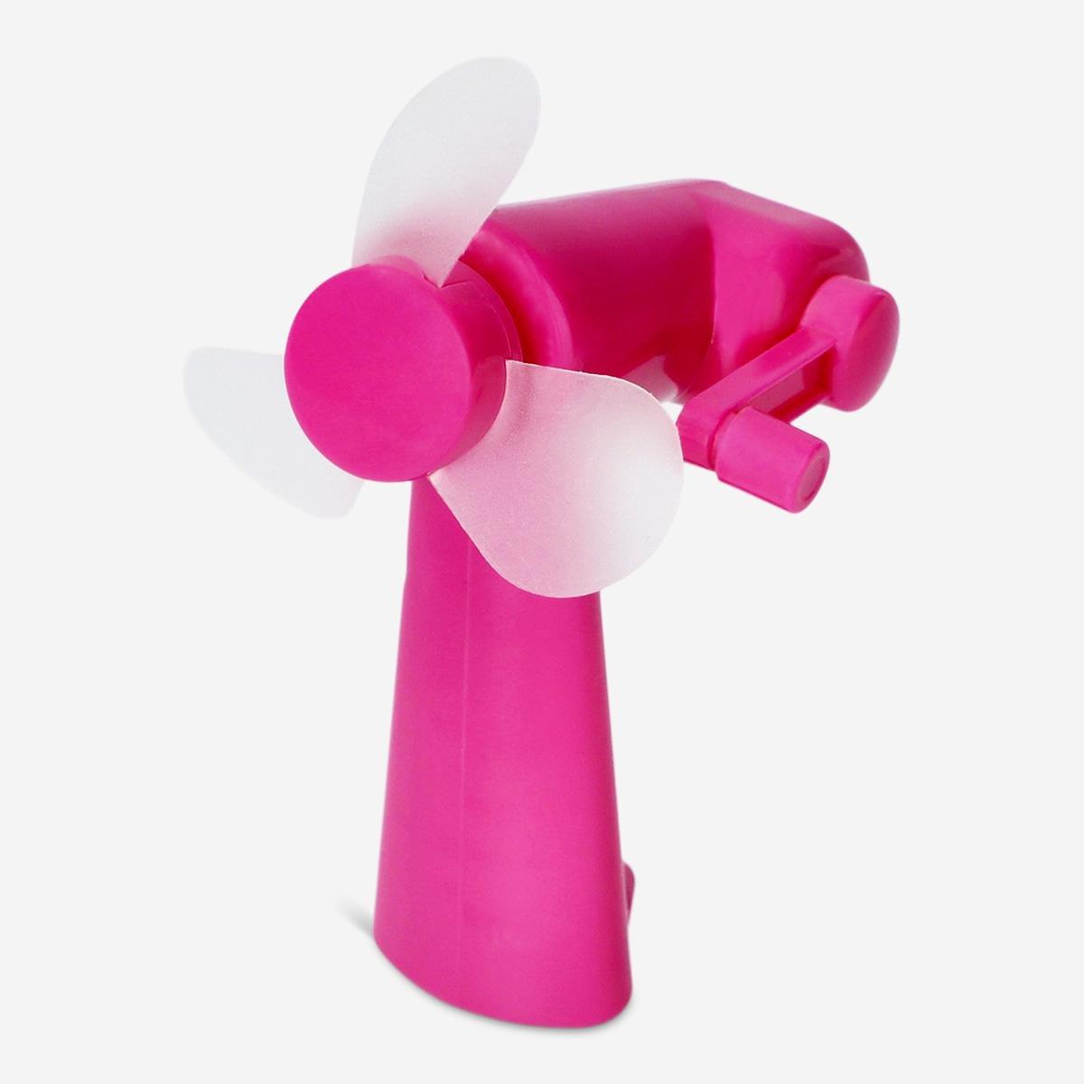 Pink fan with crank handle