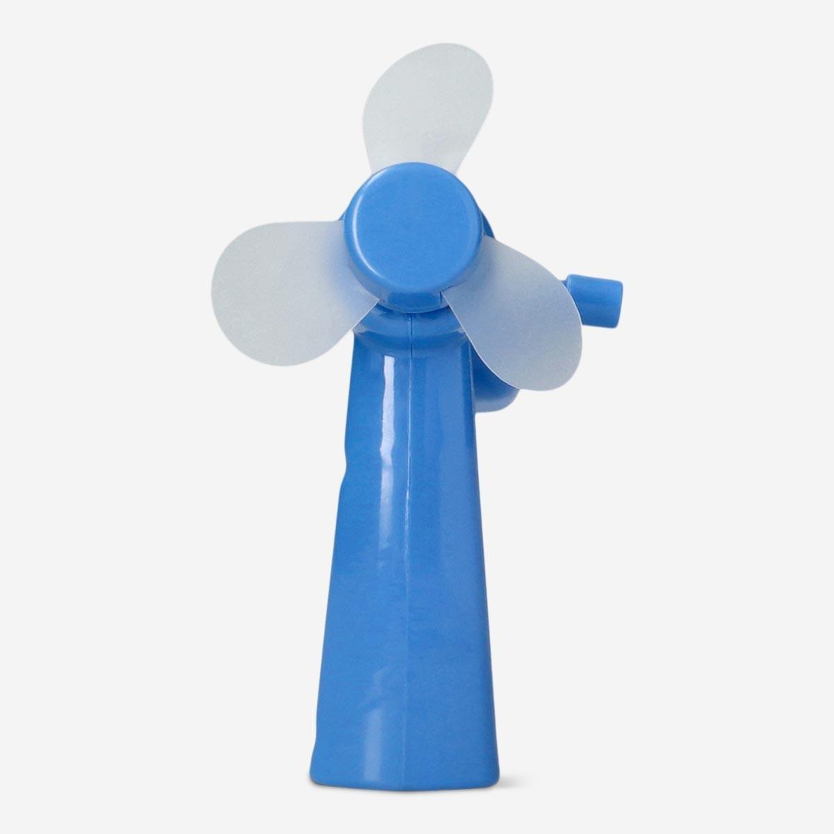 Blue fan with crank handle