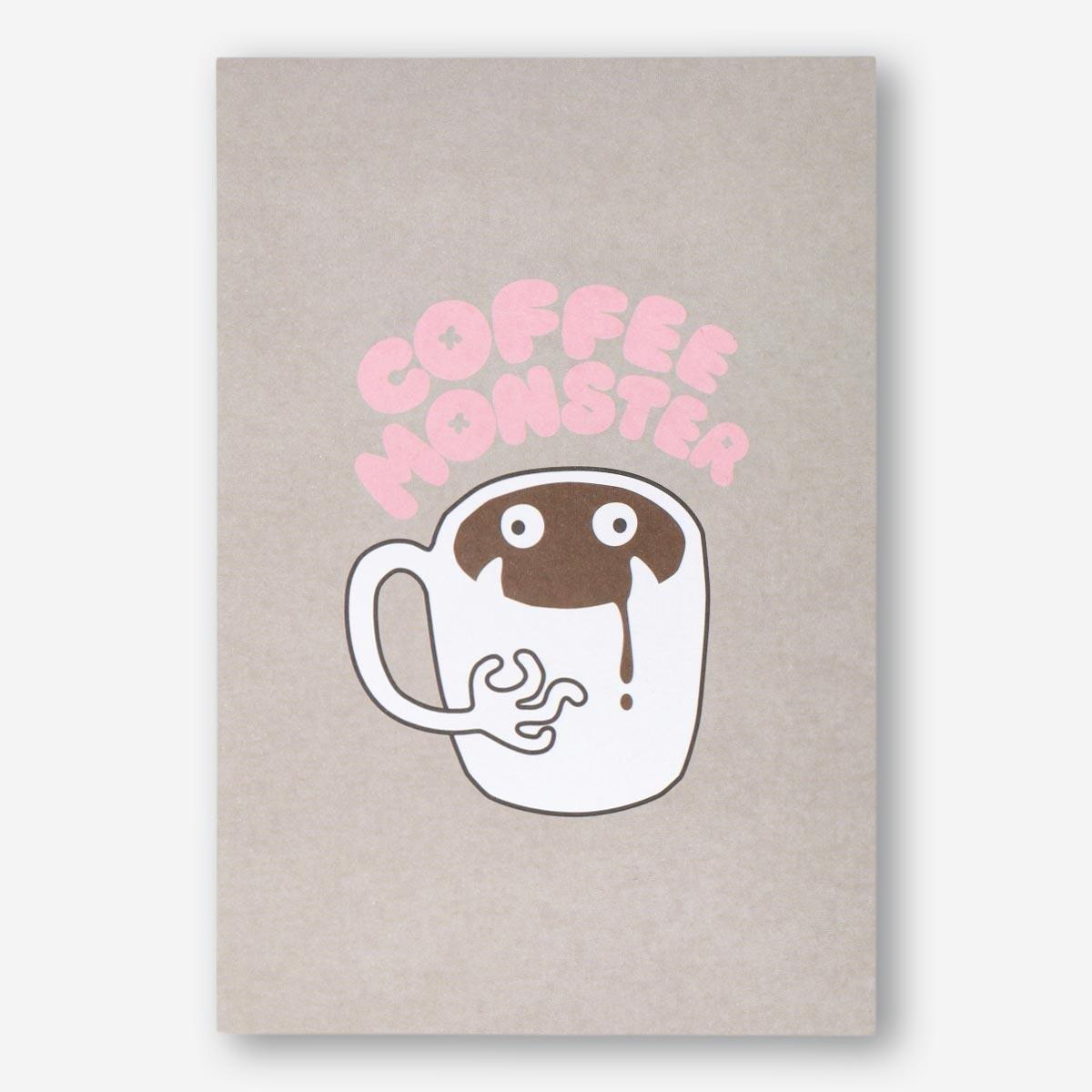 Grey coffee monster card