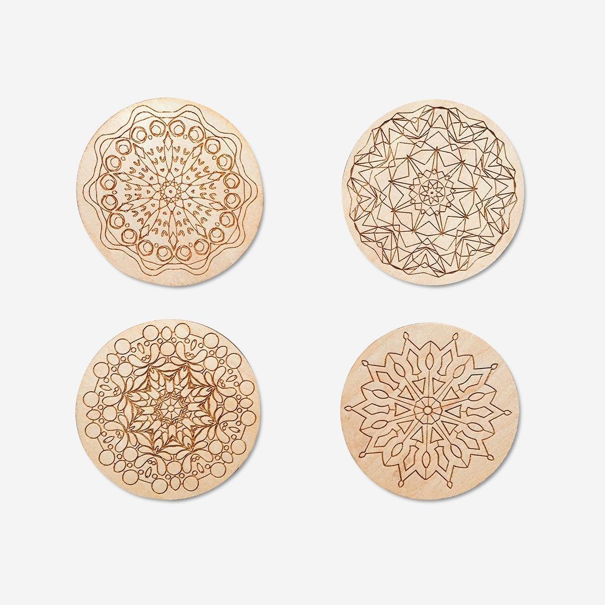 Multicolour Paint-Your-Own Mandalas. 4 Pcs