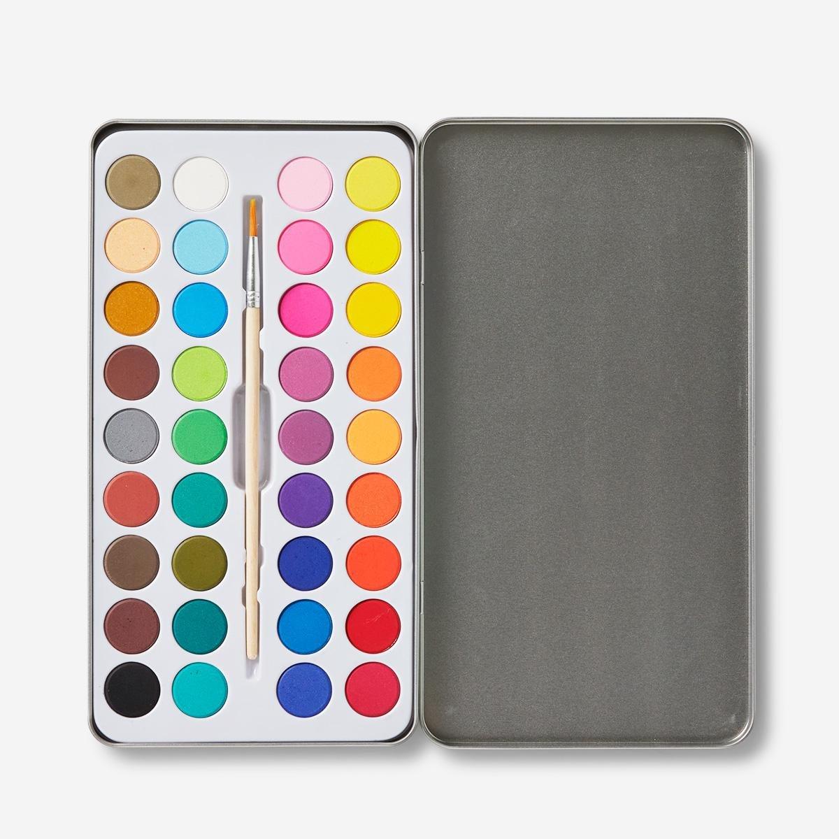 Multicolour set of watercolours. 36 colours