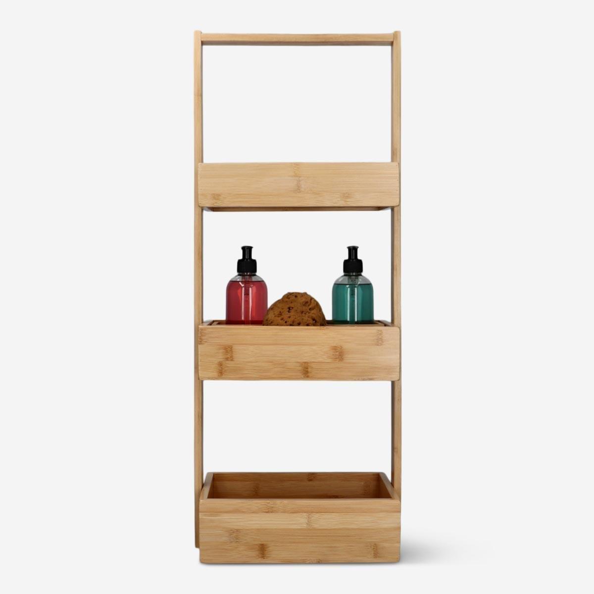 Brown bamboo shelving unit