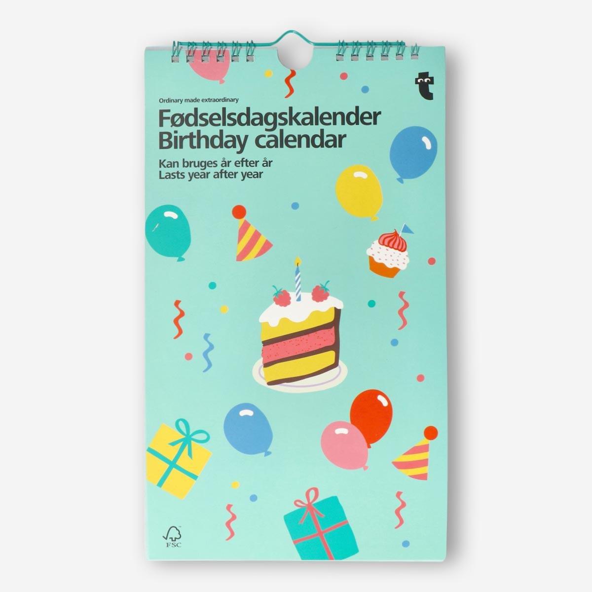 Turquoise birthday calendar
