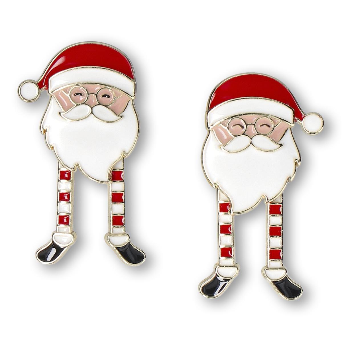 Multicolour Christmas Stud Earrings - Santas With Moving Legs