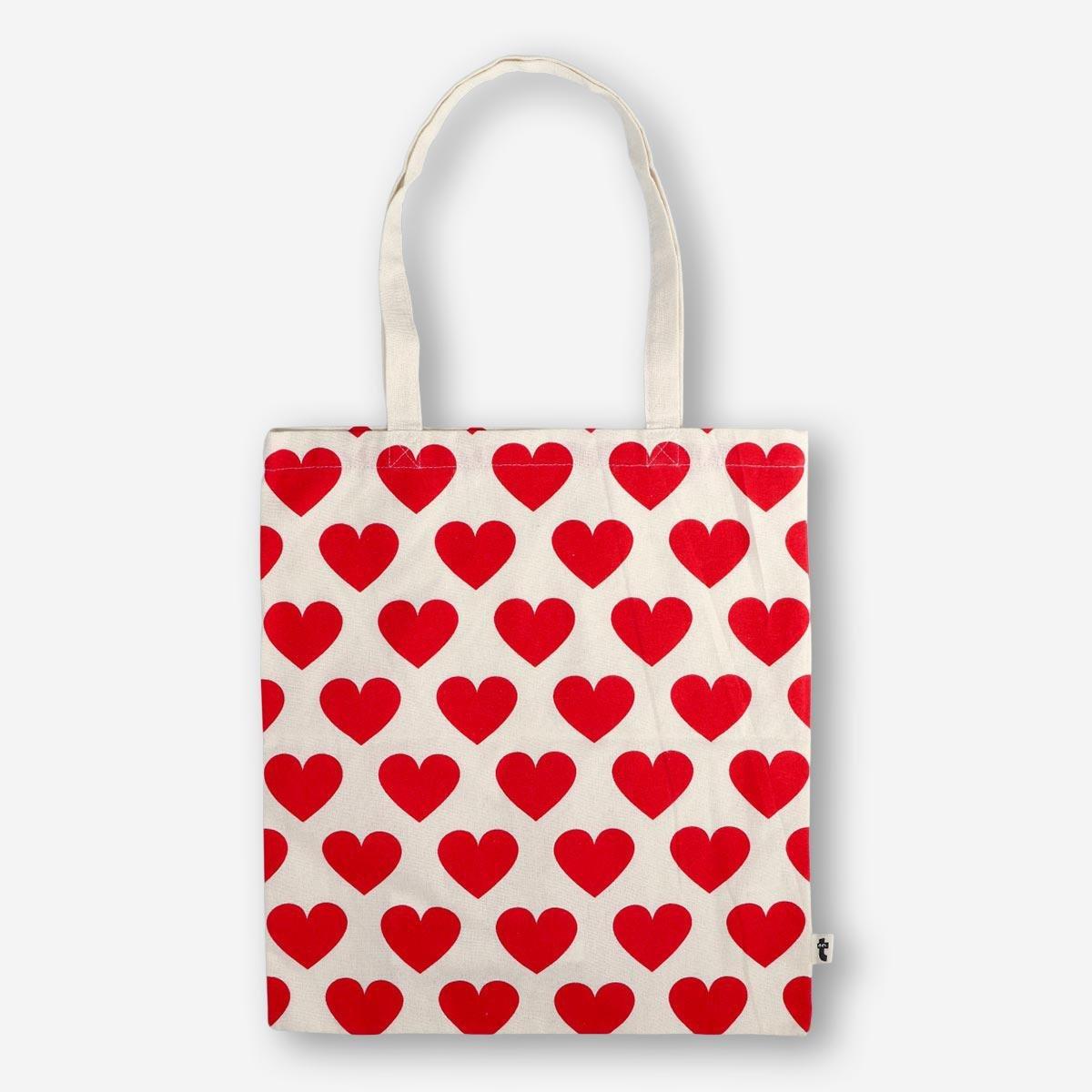 Red heart tote bag