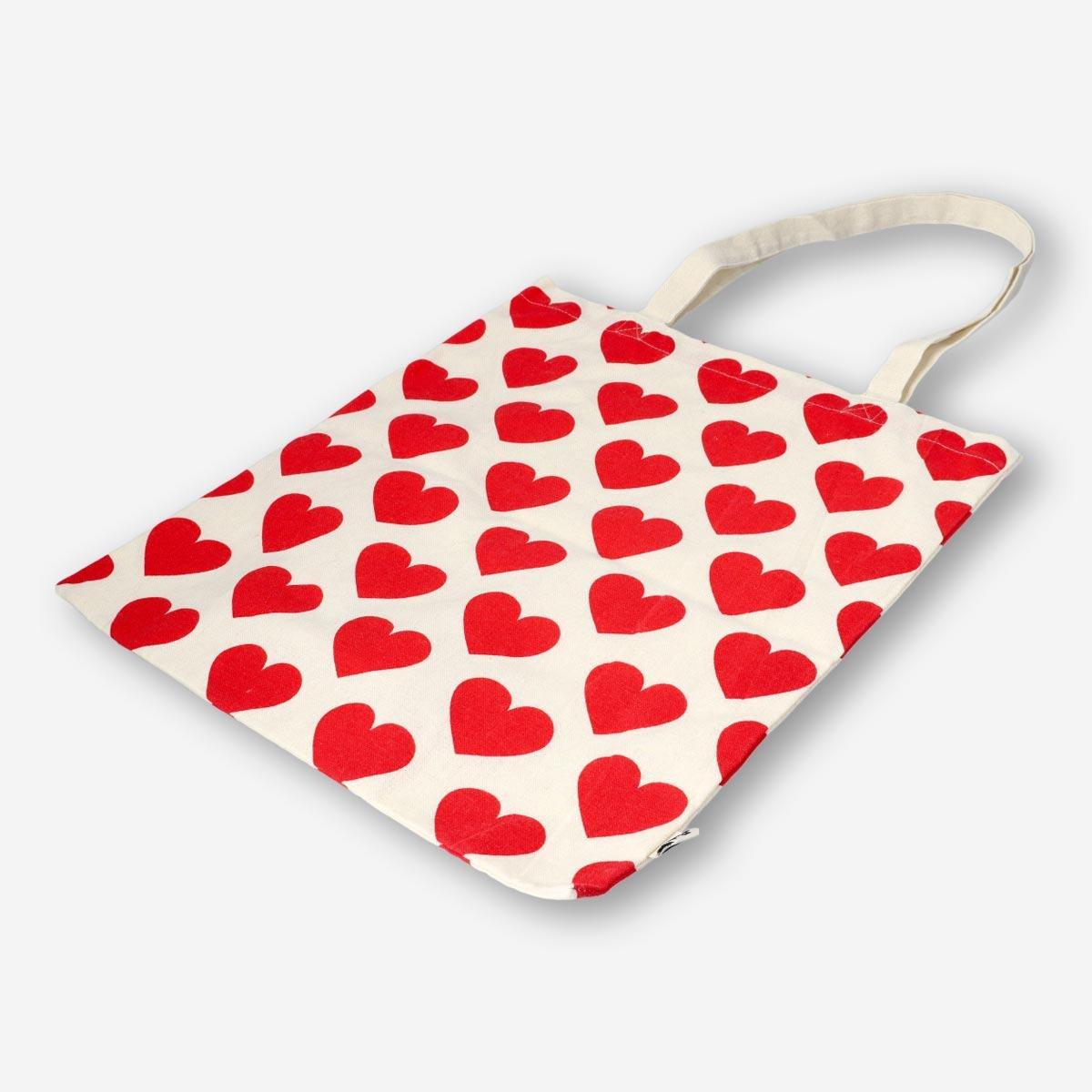 Red heart tote bag