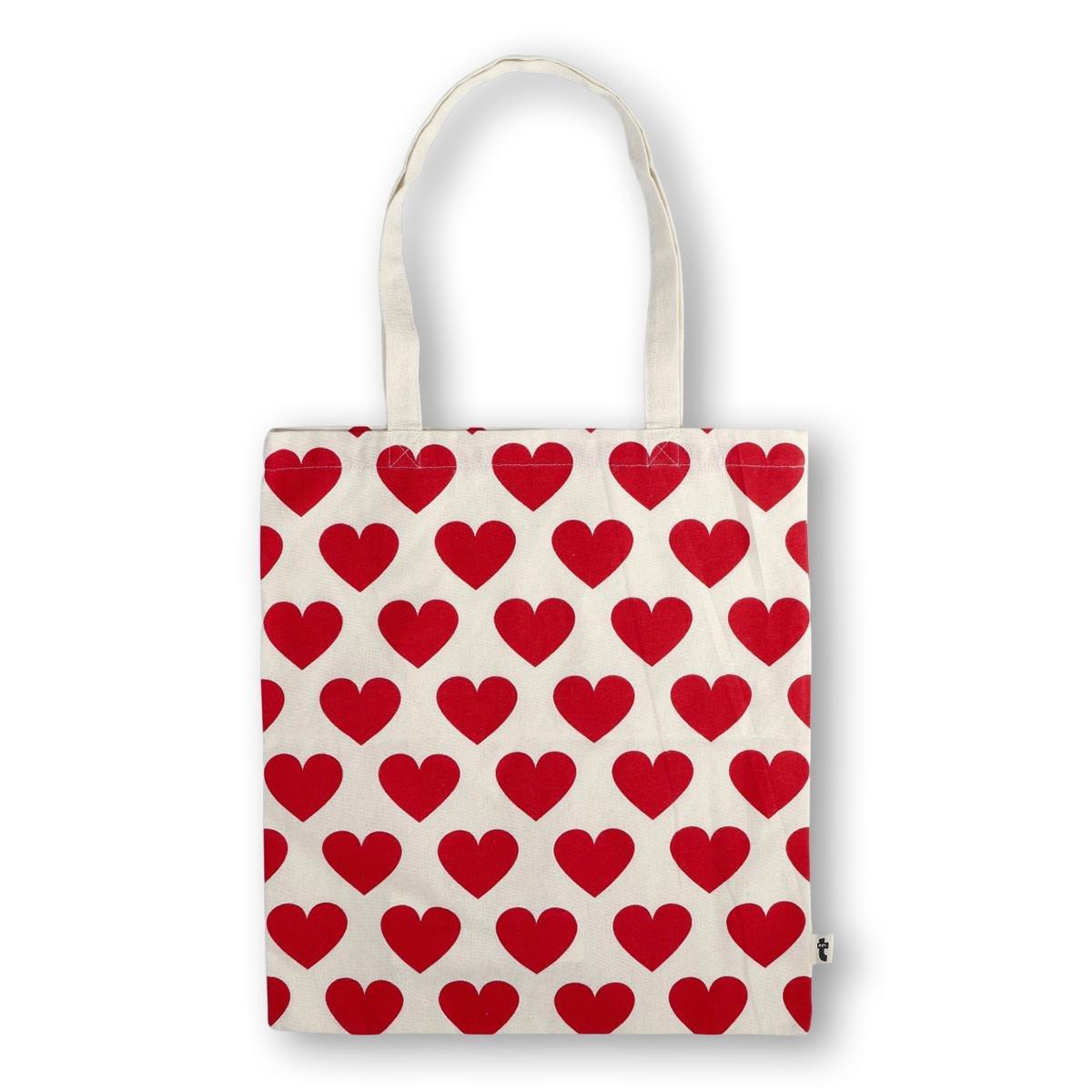 Red heart tote bag