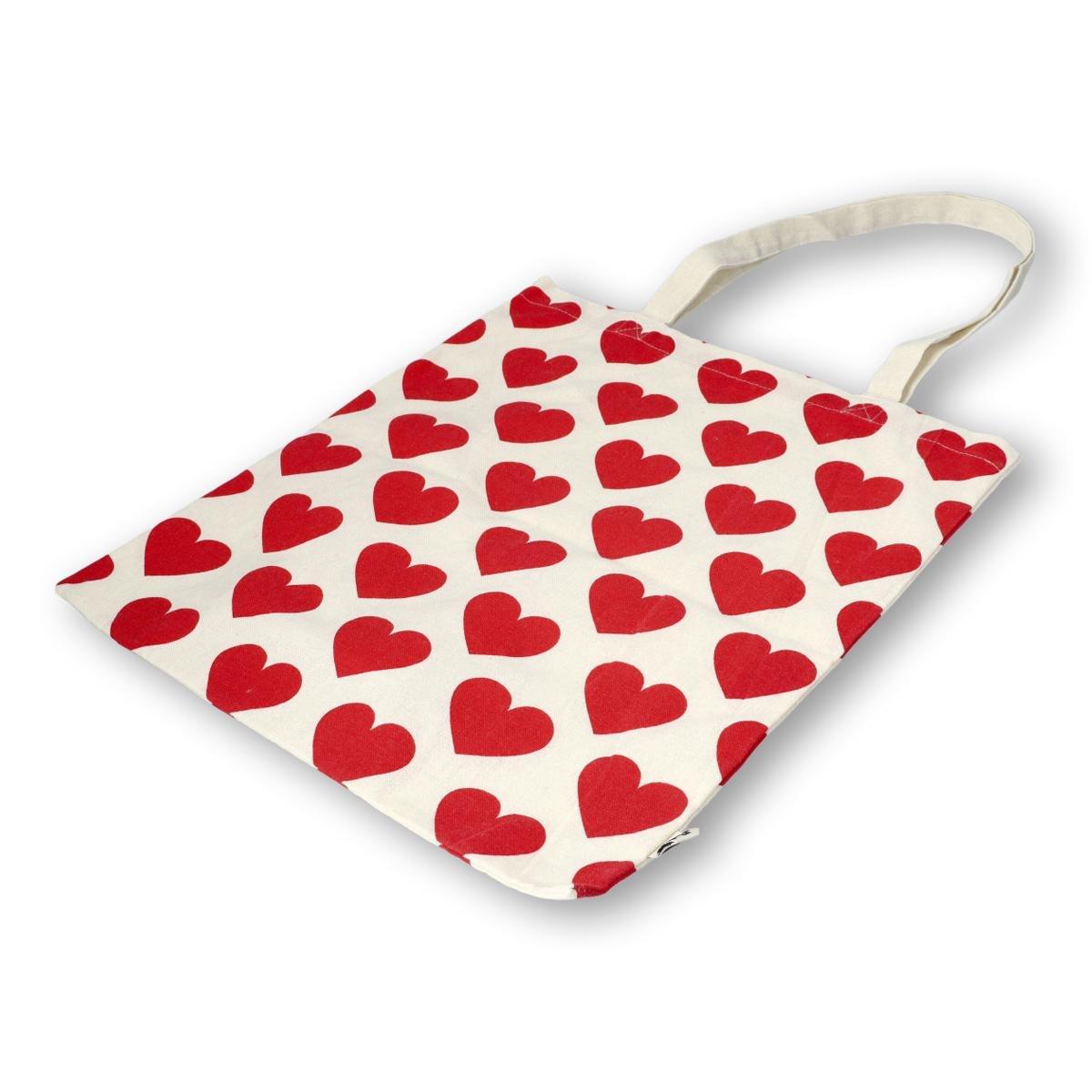 Red heart tote bag