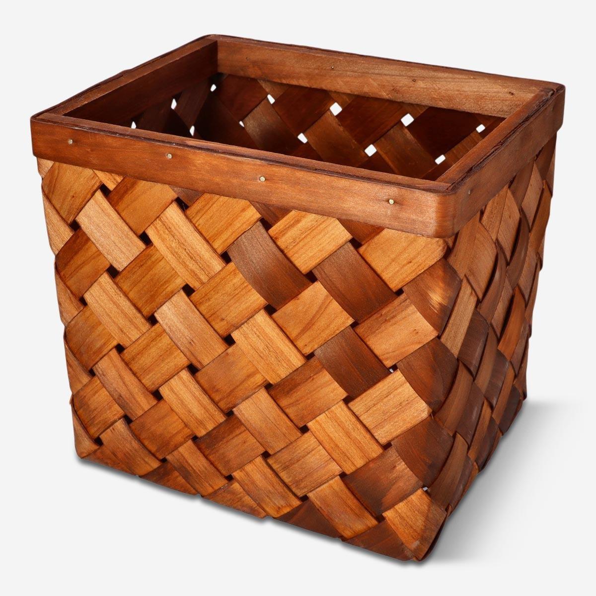 Wooden storage basket