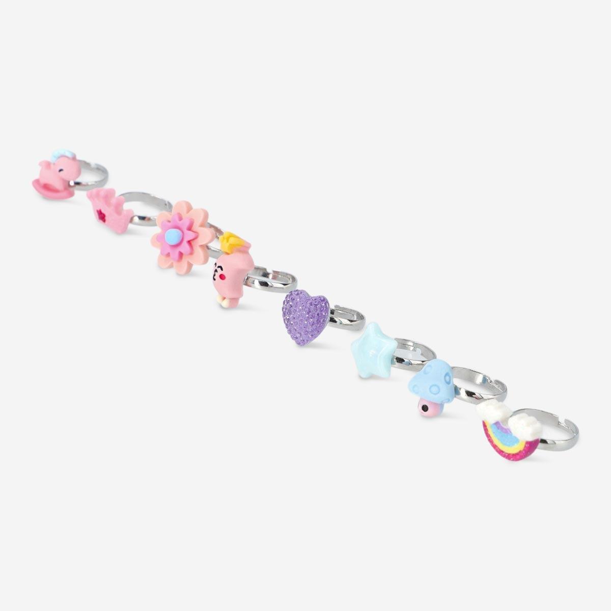 Multicolour rings children size 42-44