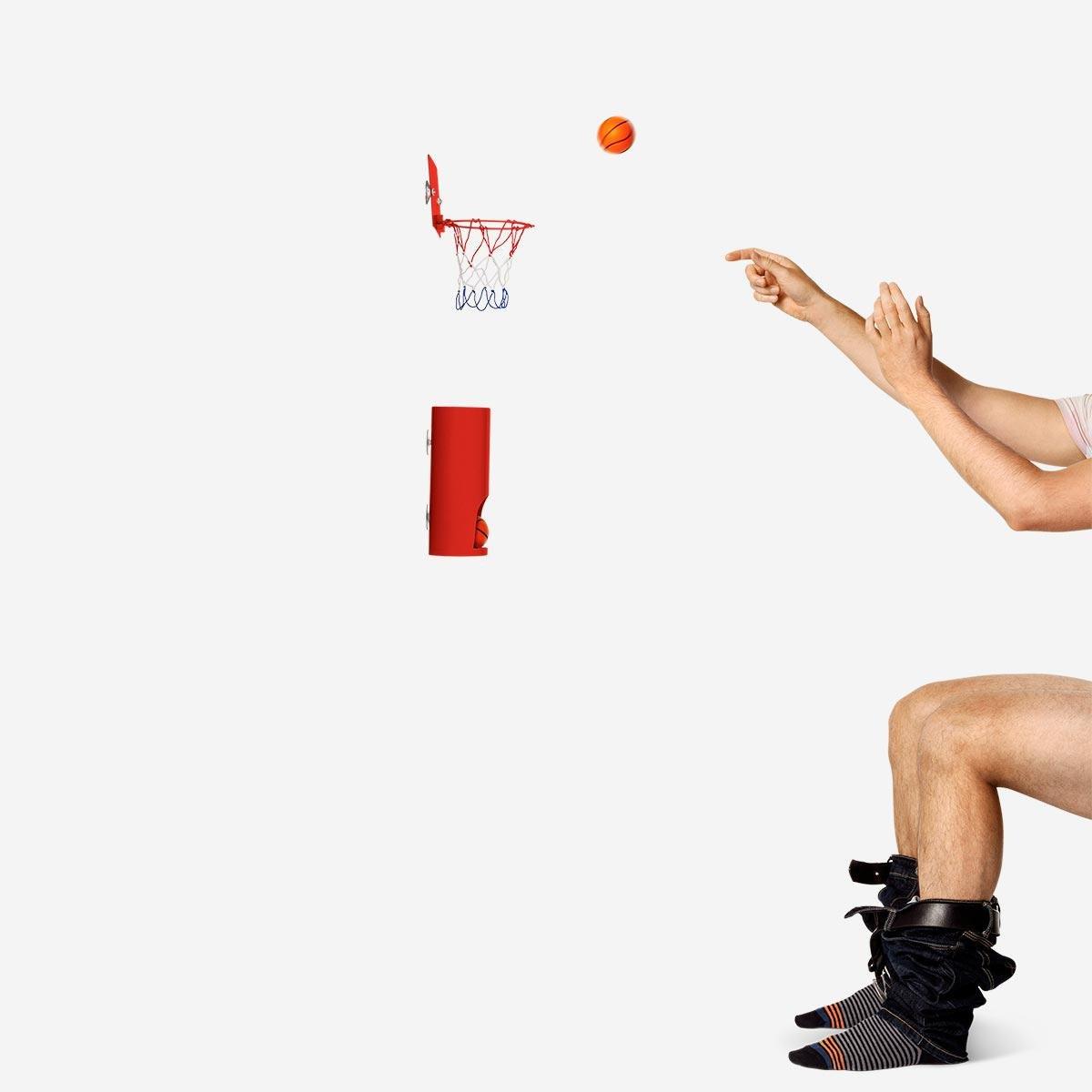 Orange toilet basketball set