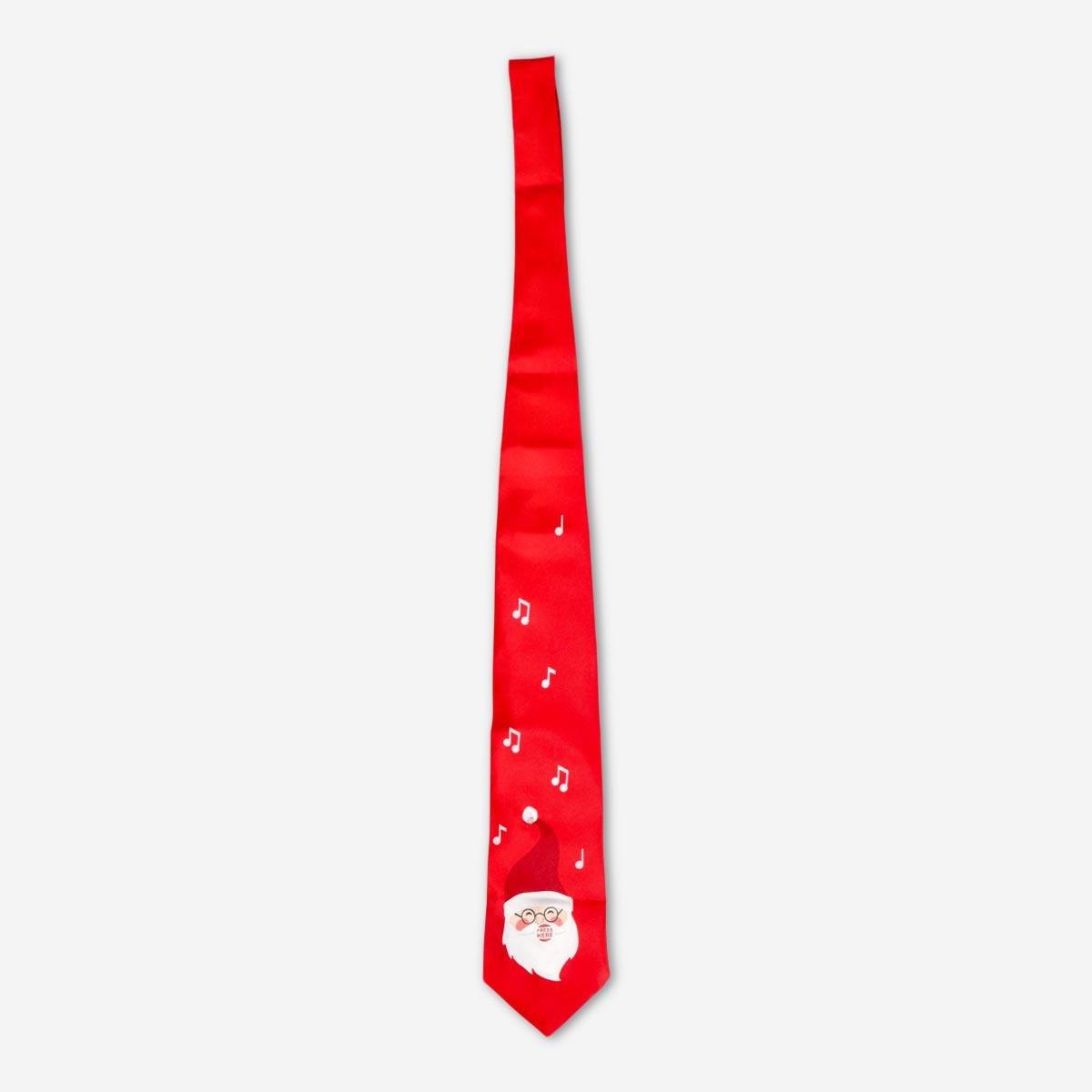 Red christmas tie with lights and music