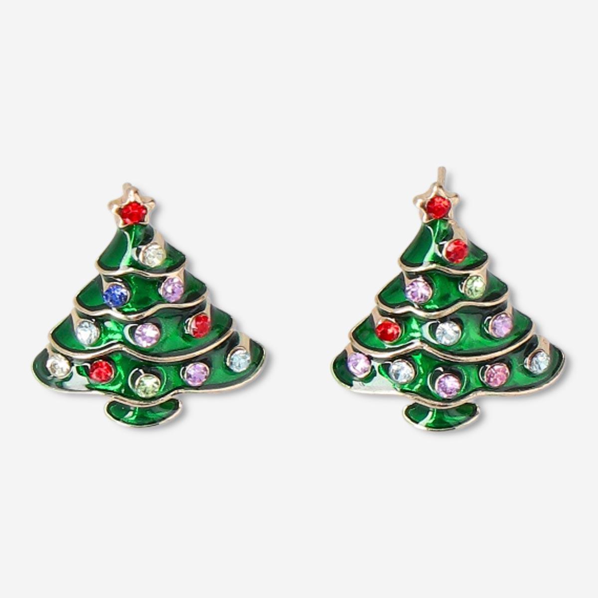 Green Christmas Stud Earrings - Christmas Trees