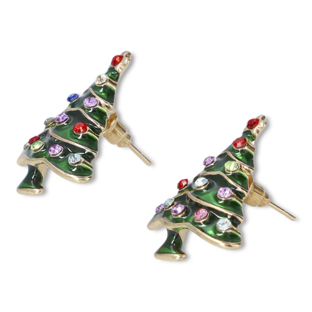 Green Christmas Stud Earrings - Christmas Trees
