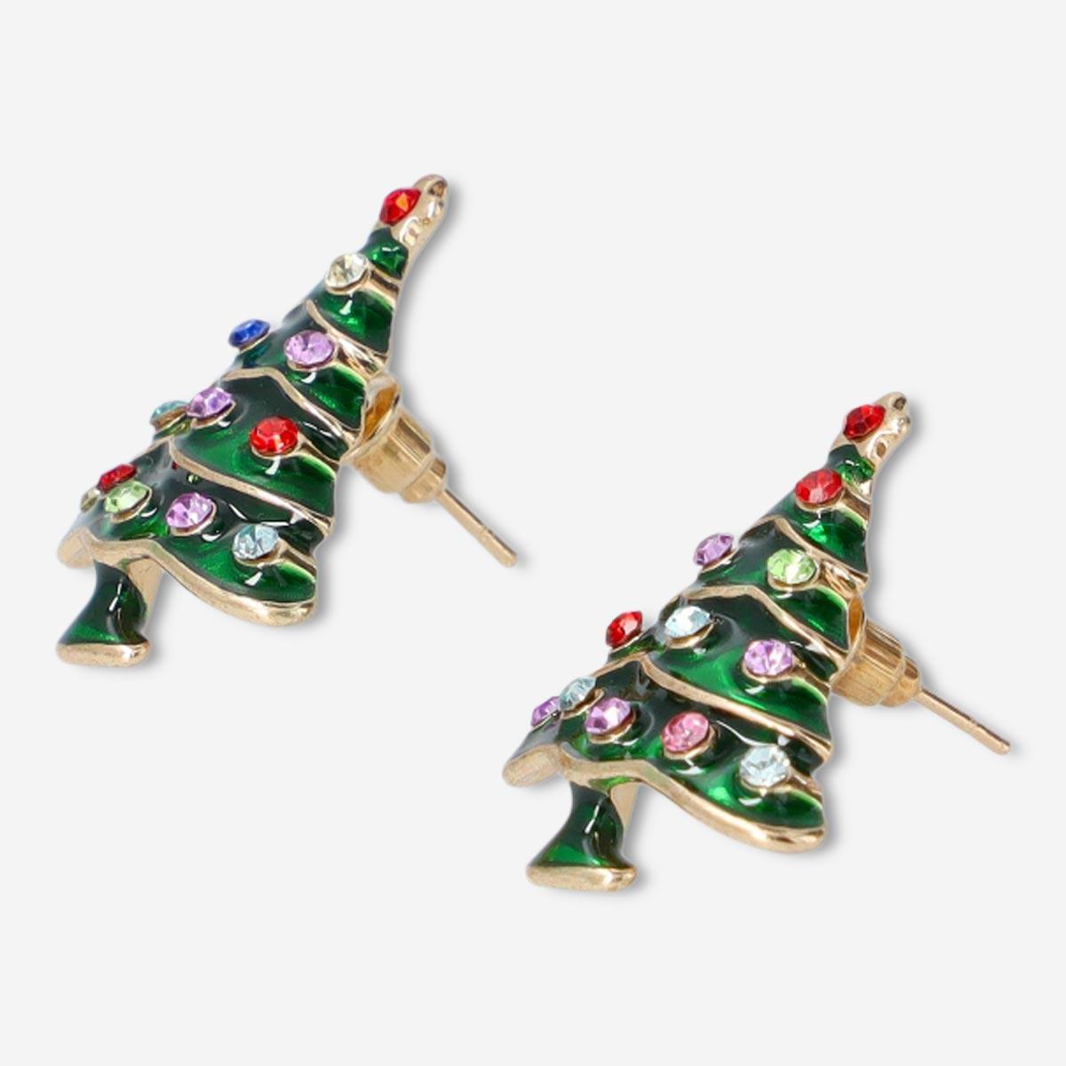 Green Christmas Stud Earrings - Christmas Trees