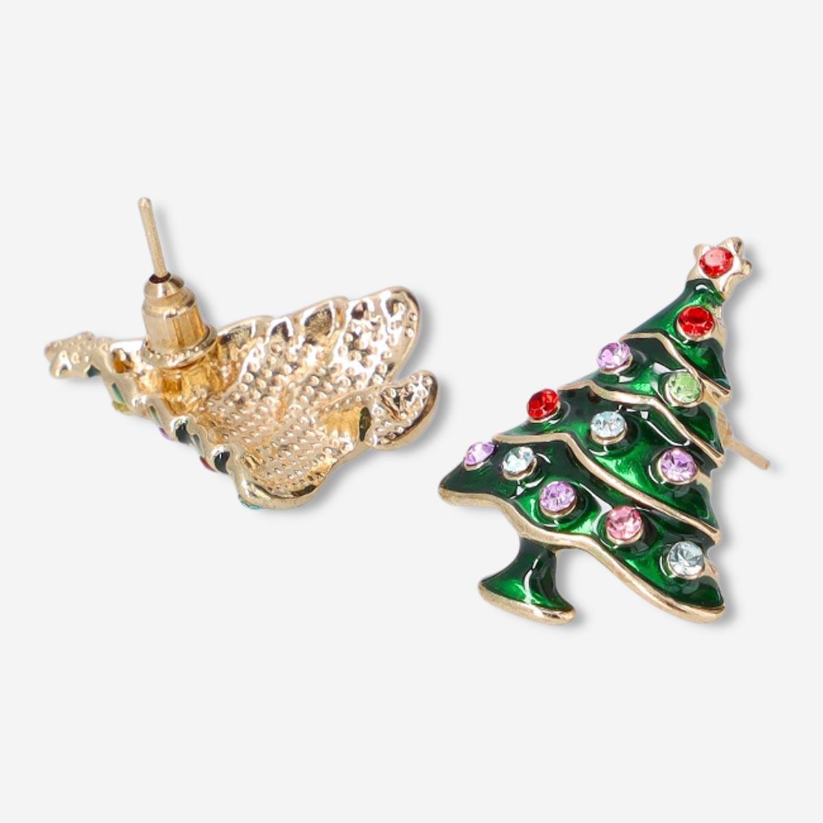 Green Christmas Stud Earrings - Christmas Trees