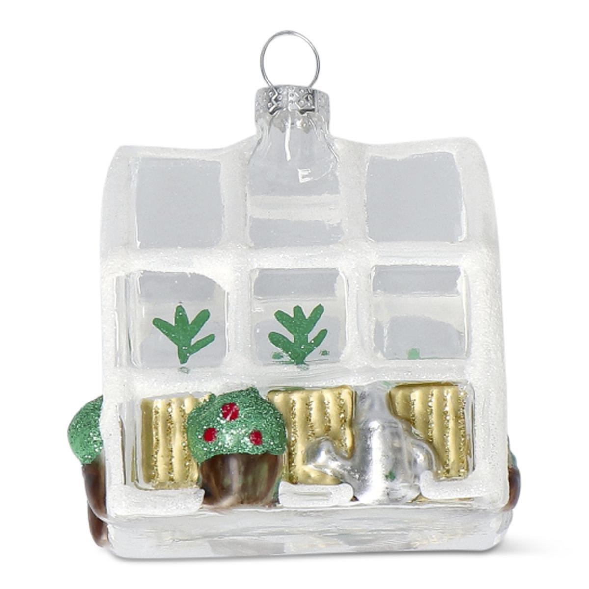 White christmas bauble. greenhouse