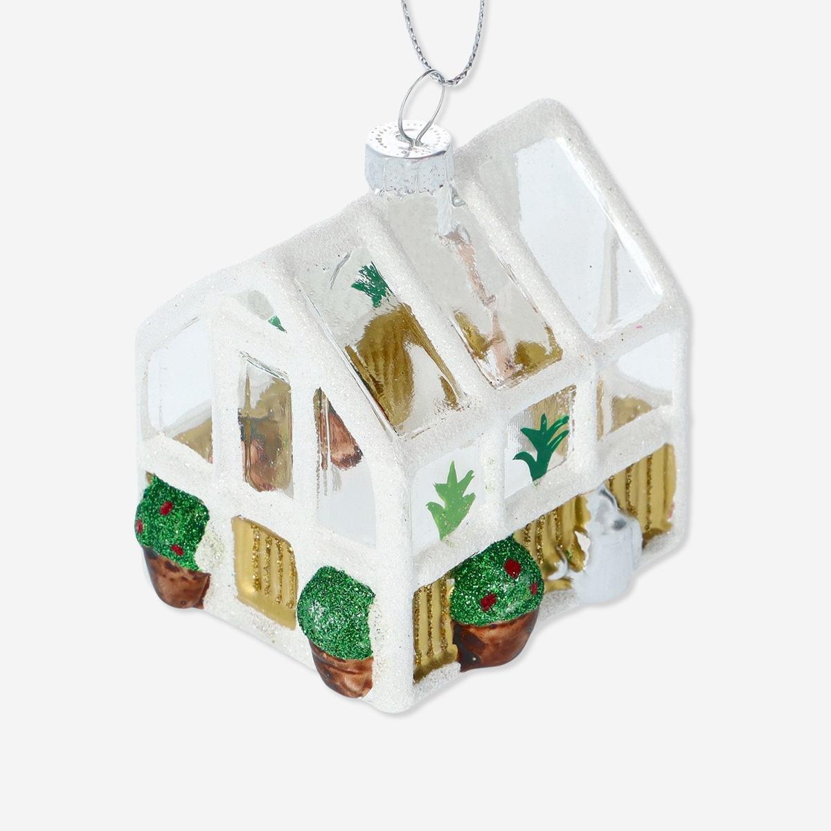 White christmas bauble. greenhouse