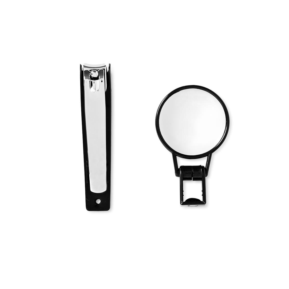 Silver nail clipper. with magnifying glass