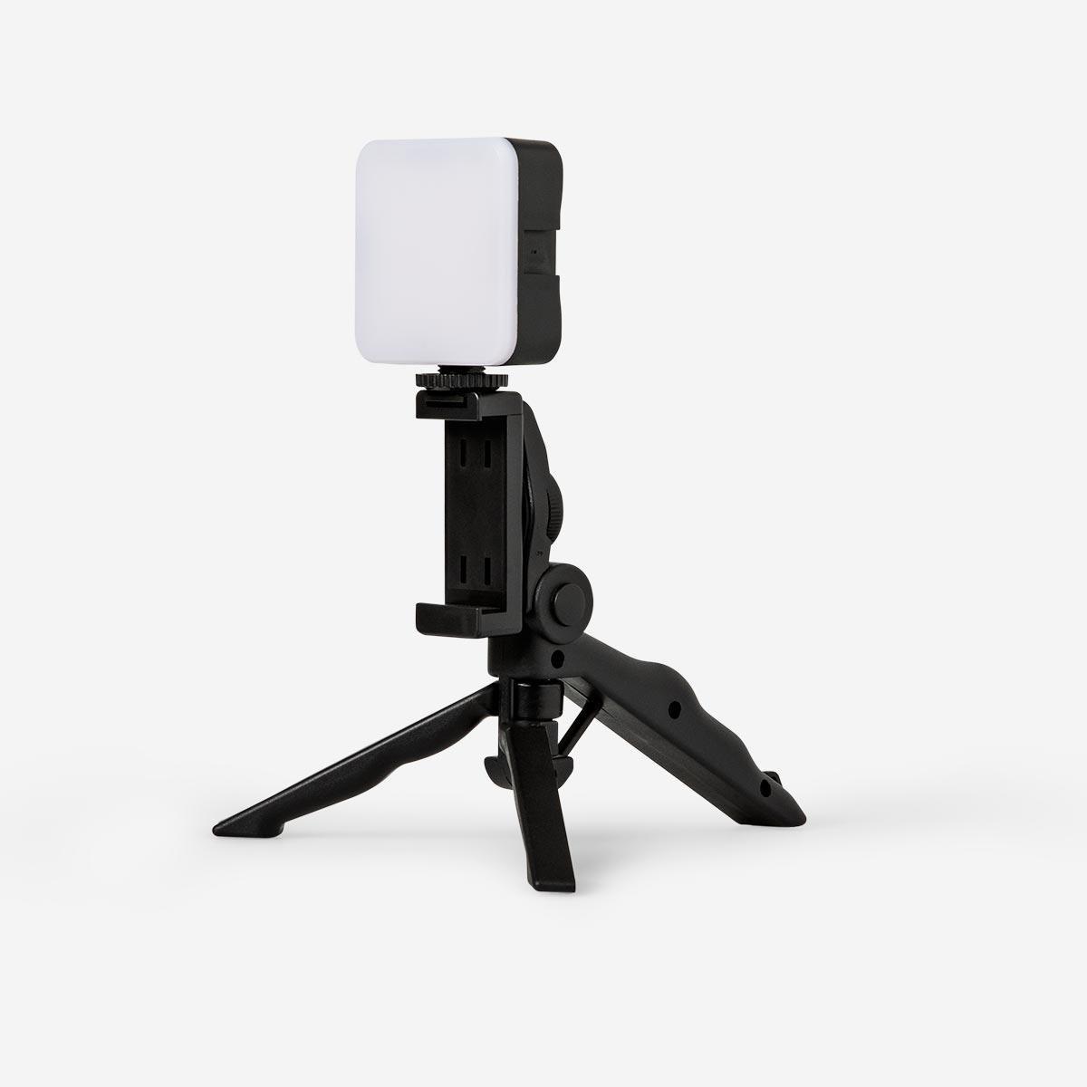Black selfie light. with phone holder and multiple light settings