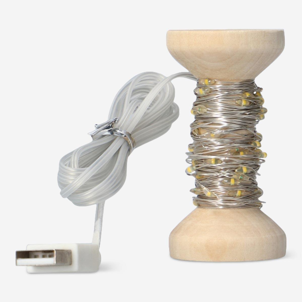 Wooden usb string lights. 640 cm