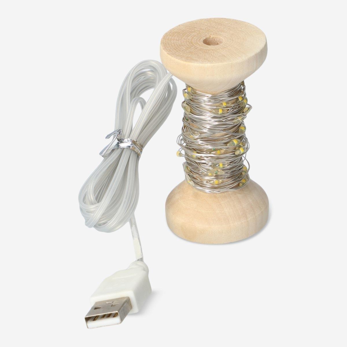 Wooden usb string lights. 640 cm