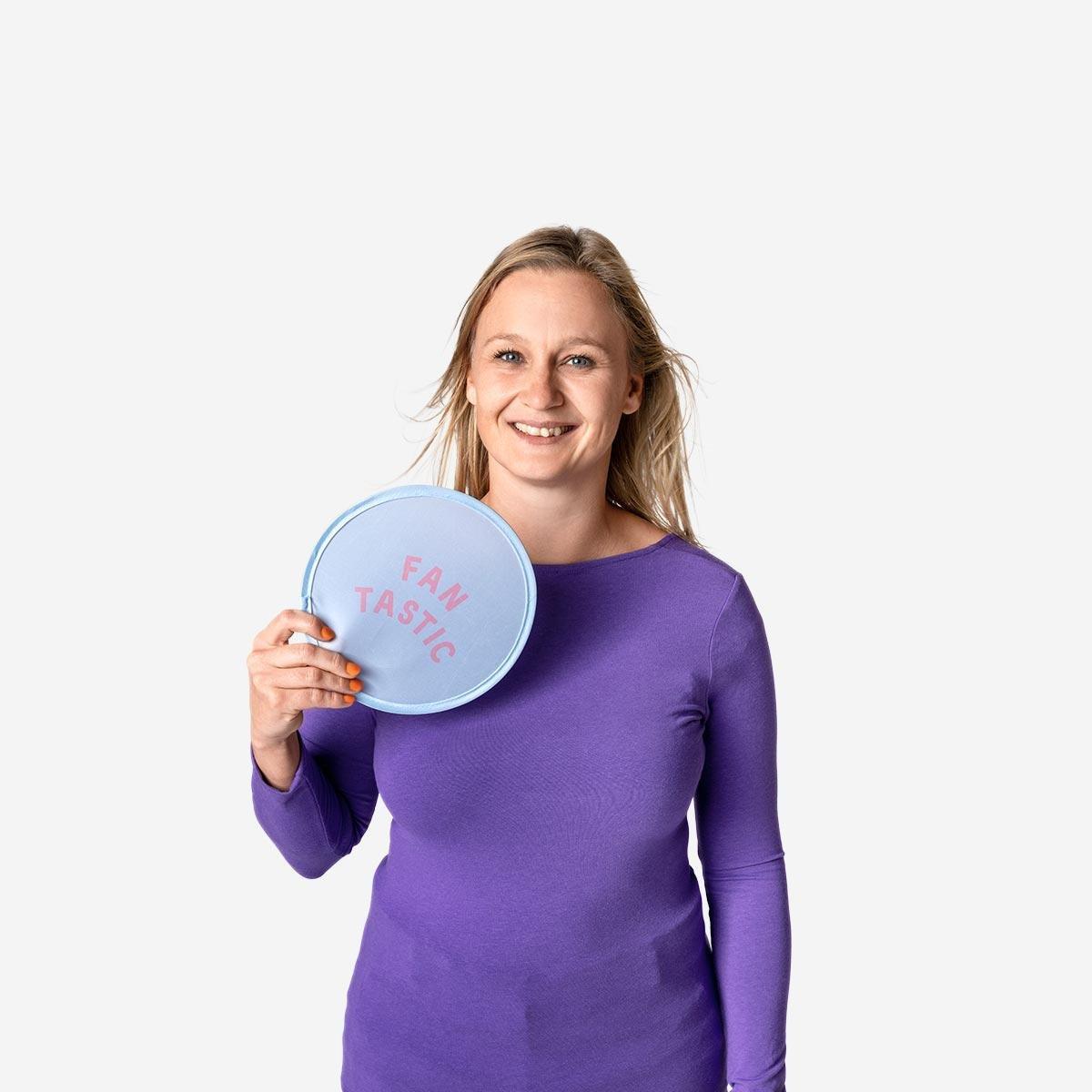 Blue foldable fan
