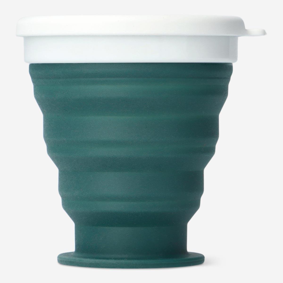Green collapsible cup. with lid