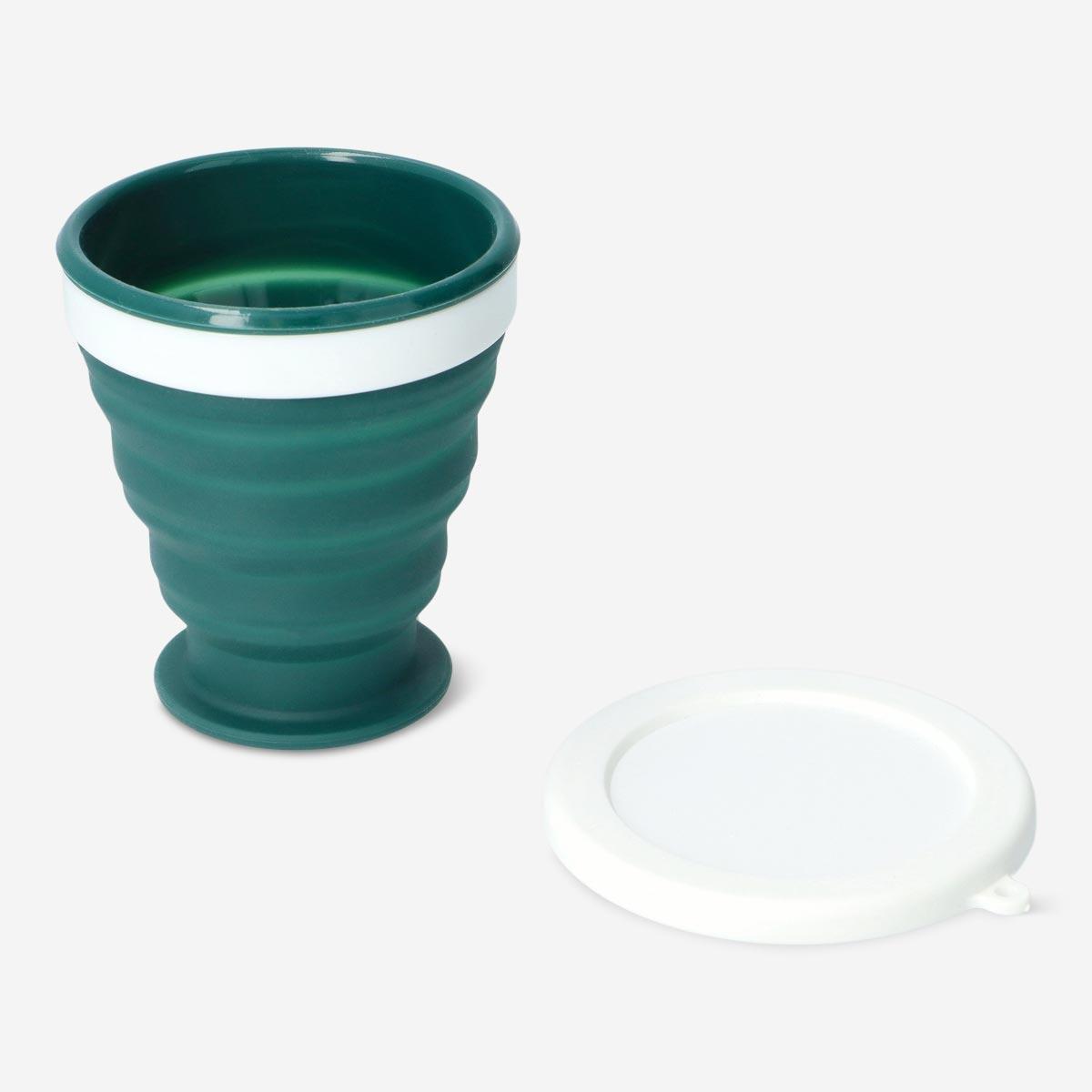 Green collapsible cup. with lid