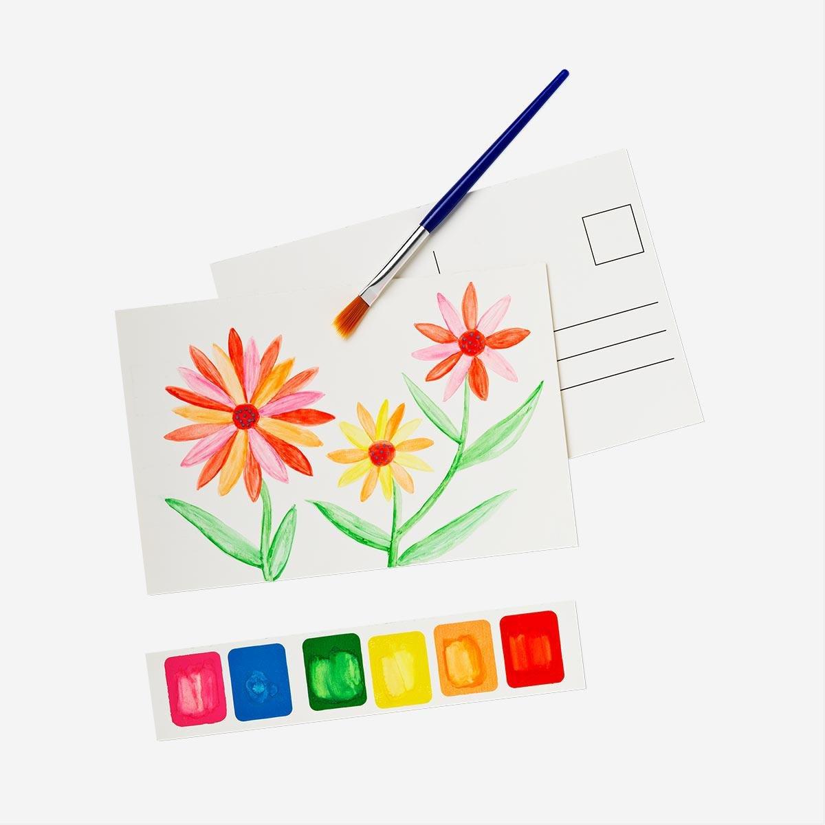 Multicolour paint-your-own postcards