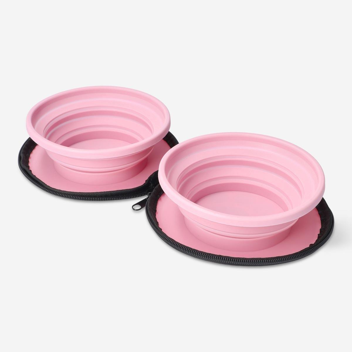 Pink pet bowls. foldable