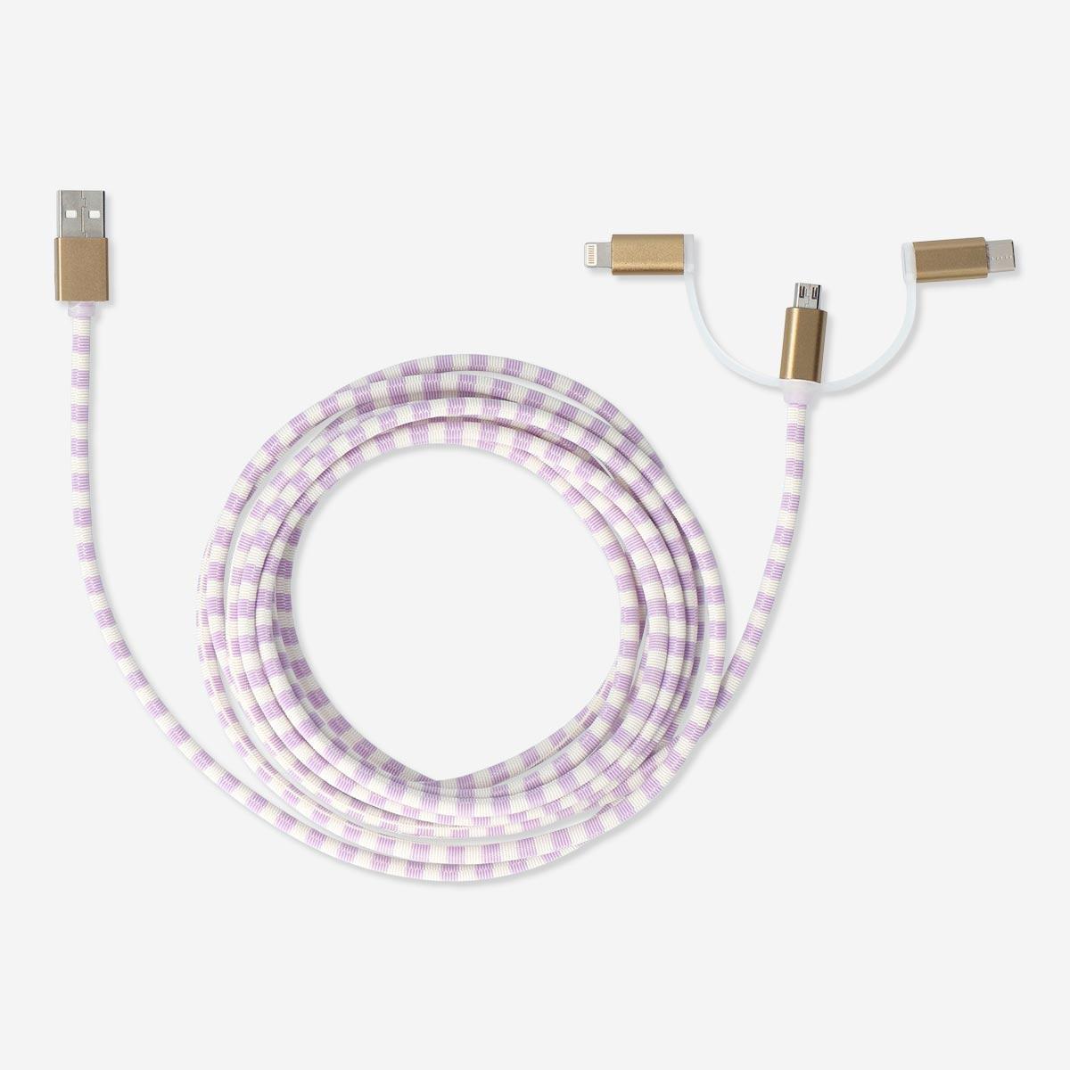 Multicolour charging cable. for iphone, usb-c, micro usb