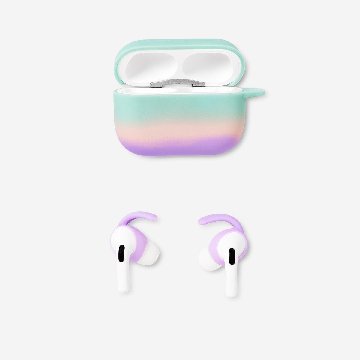 Multicolour case with earbud covers. fits airpods pro