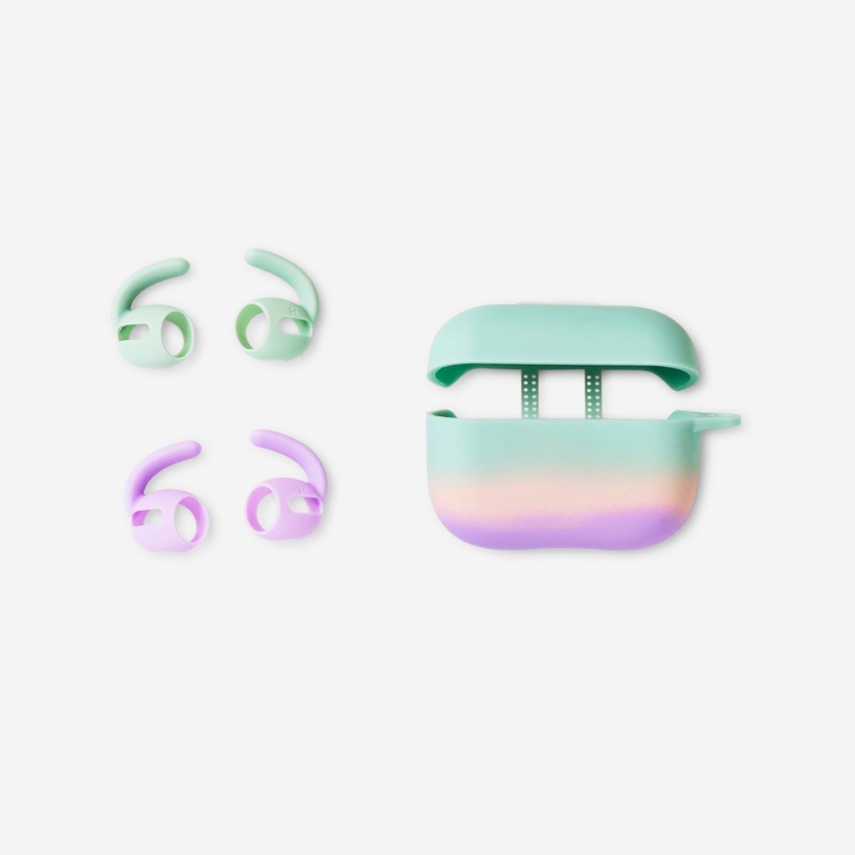 Multicolour case with earbud covers. fits airpods pro