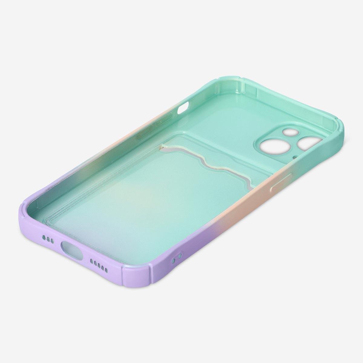 Multicolour cover with card holder. fits iphone 13