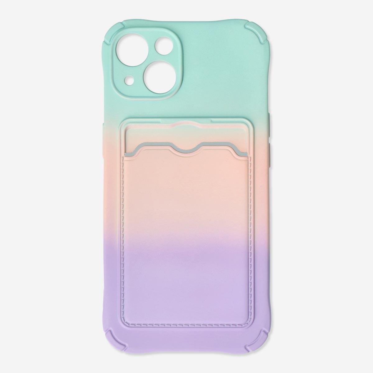Multicolour cover with card holder. fits iphone 13