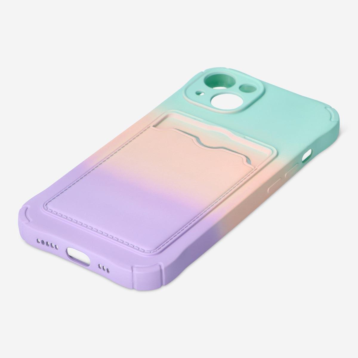 Multicolour cover with card holder. fits iphone 13
