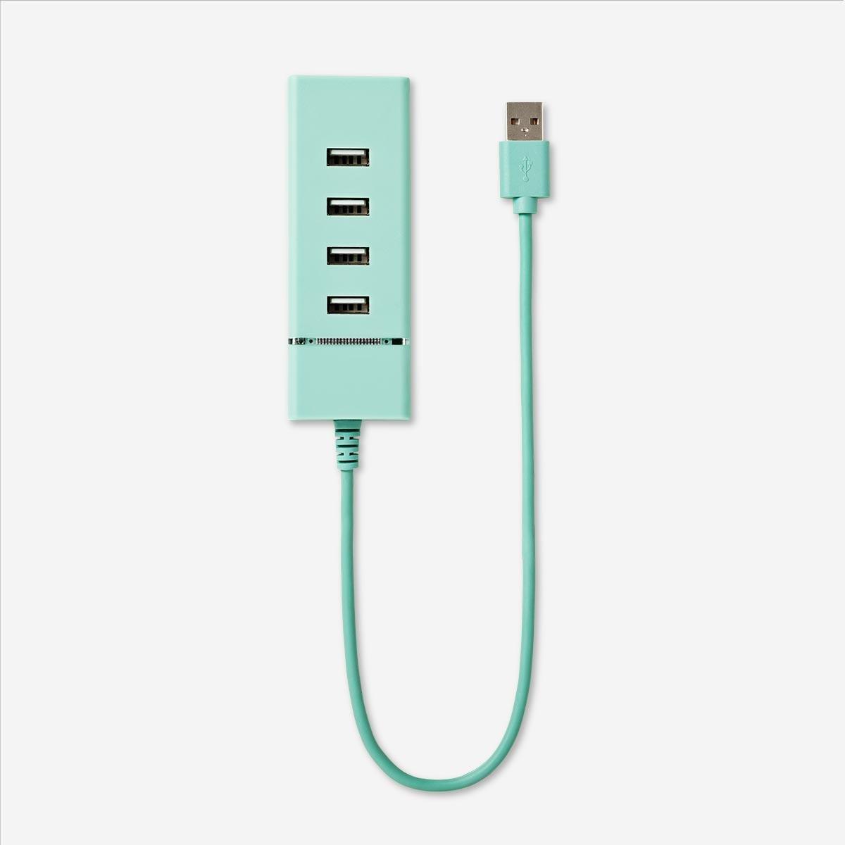 Green usb hub. 4 ports