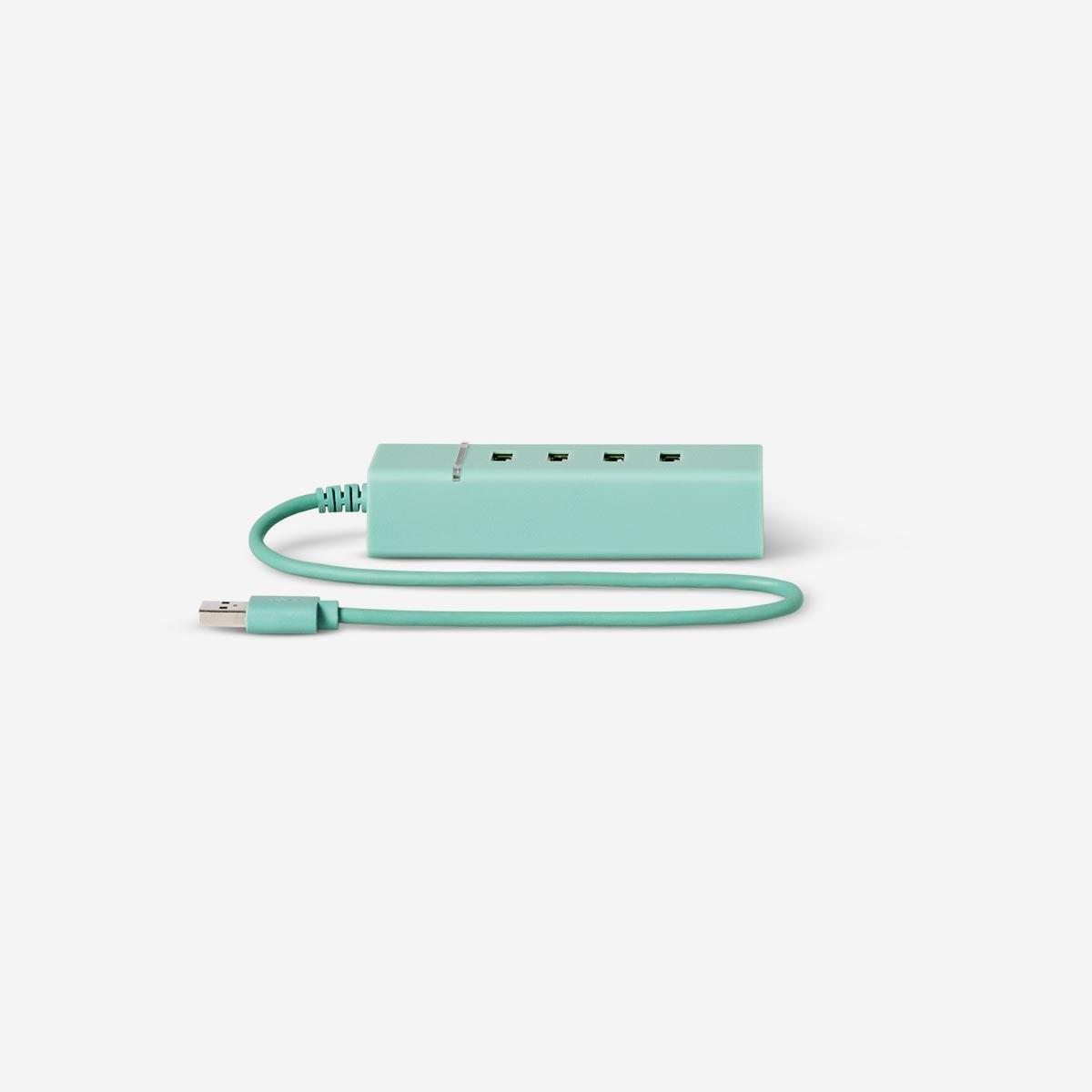 Green usb hub. 4 ports