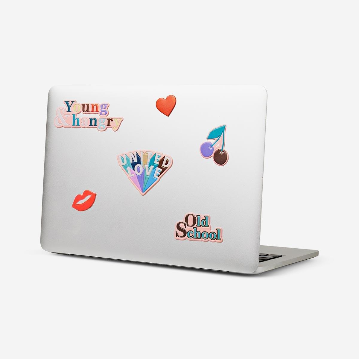Multicolour laptop stickers. 6 pcs