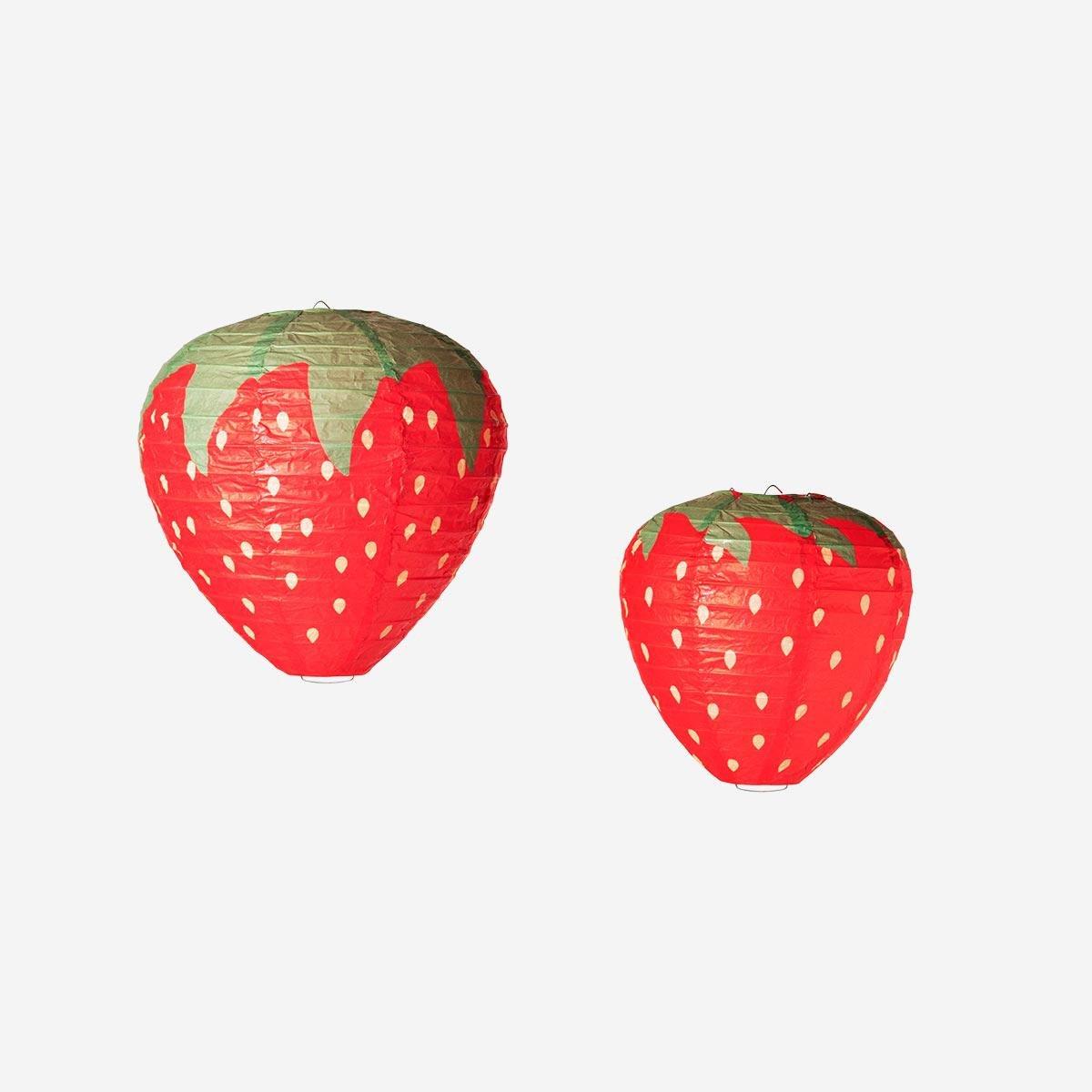 Red Paper Strawberry Decorations, Set Of 2