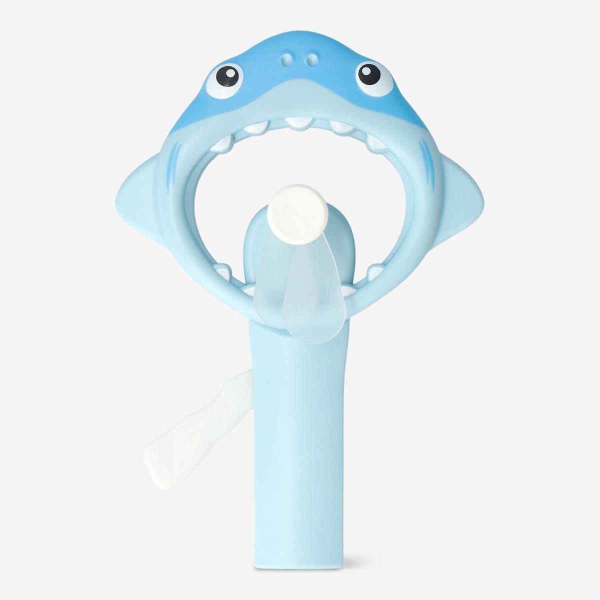 Blue hand-held fan