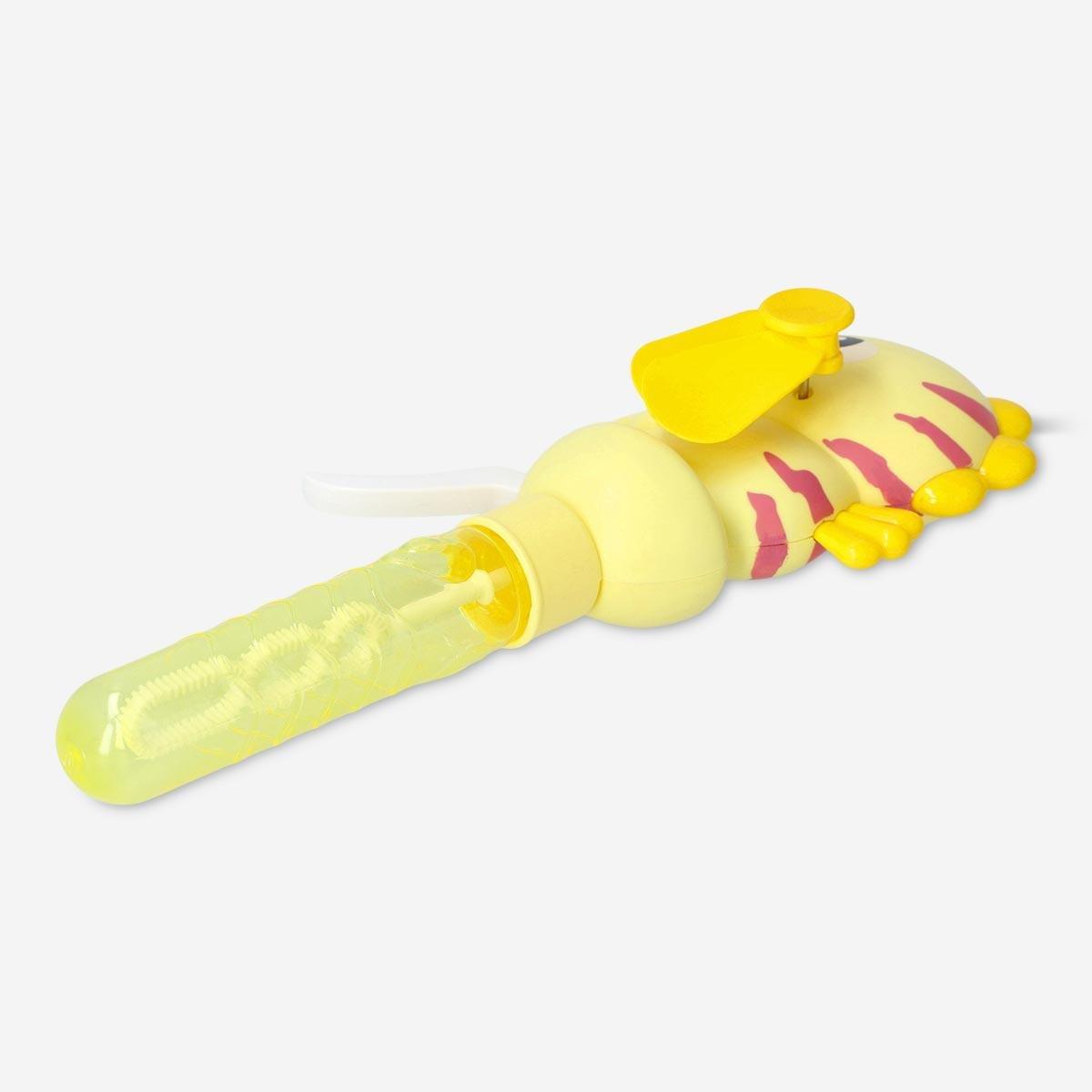 Yellow hand-held fan