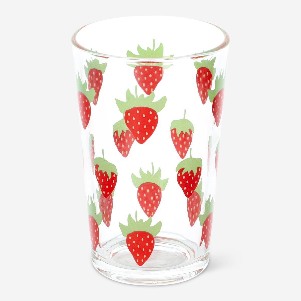 Transparent strawberry drinking glass. 220 ml