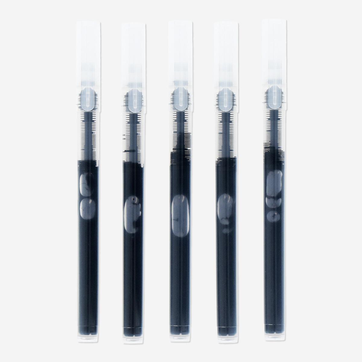 Black rollerball pens. 5pcs