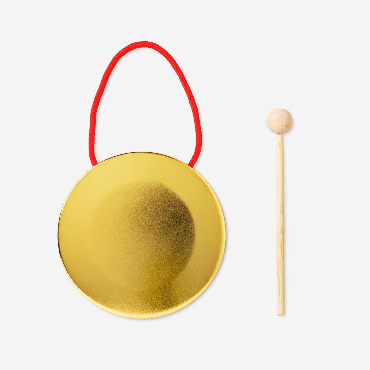 Gold handheld gong
